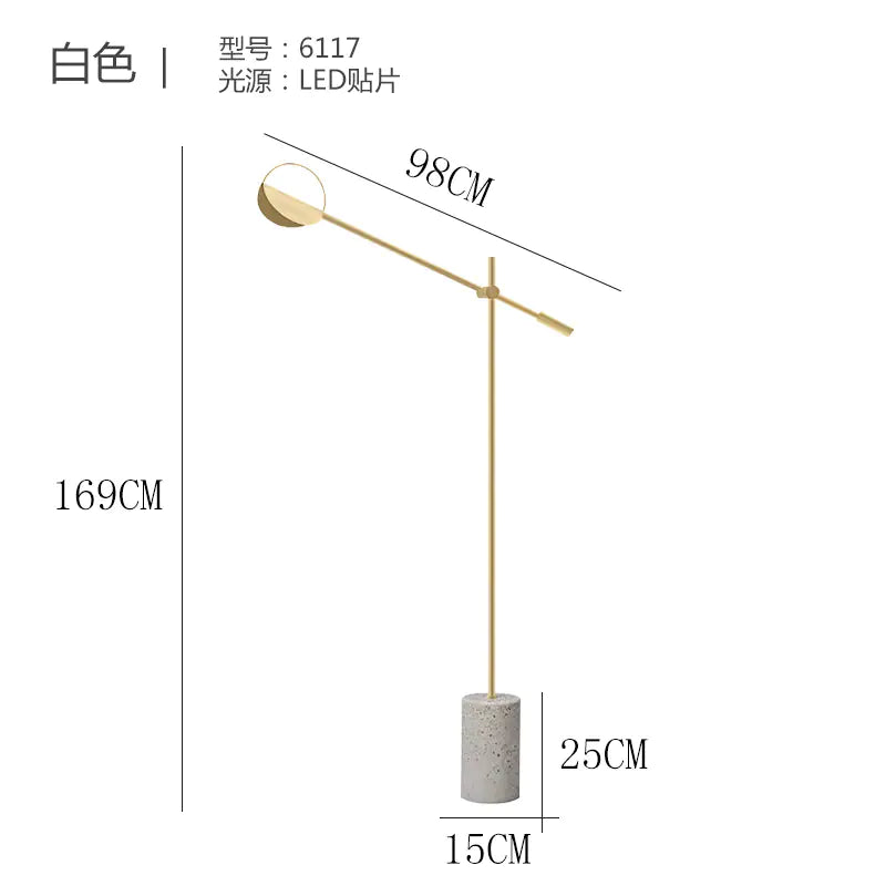 Modern Minimalist Reading Floor Lamp with Terrazzo Base