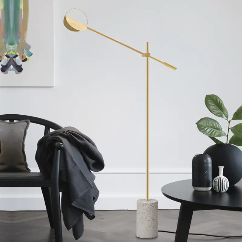 Modern Minimalist Reading Floor Lamp with Terrazzo Base